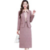 QYMYJ-25B268-Y豆沙粉时尚连衣裙小西装外套+连衣裙两件套秋季新款女士套装 商品缩略图4