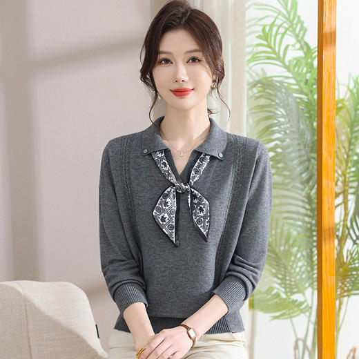 年轻妈妈秋装针织上衣新款洋气毛衣中老年女春秋时尚宽松打底小衫 商品图2