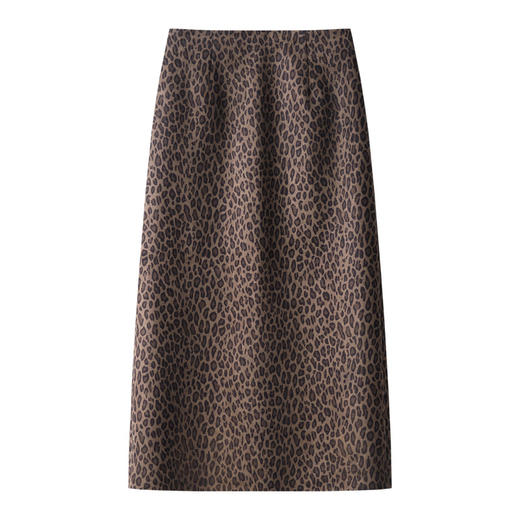 丁摩 灰色豹纹毛呢半身裙秋冬款女新款气质直筒包臀裙开叉半裙5ZF-59921 商品图1