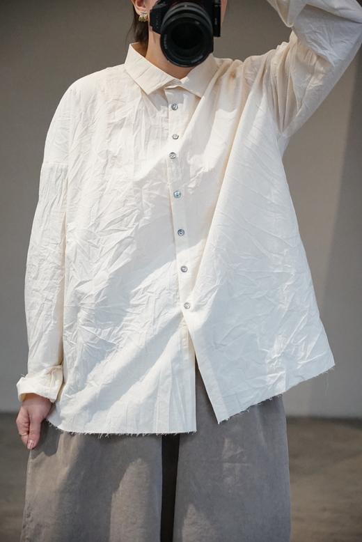 ALBUM DI FAMIGLIA 米白棉质皱褶长袖衬衫(SHORT COLLAR SHIRT LWR) 商品图10