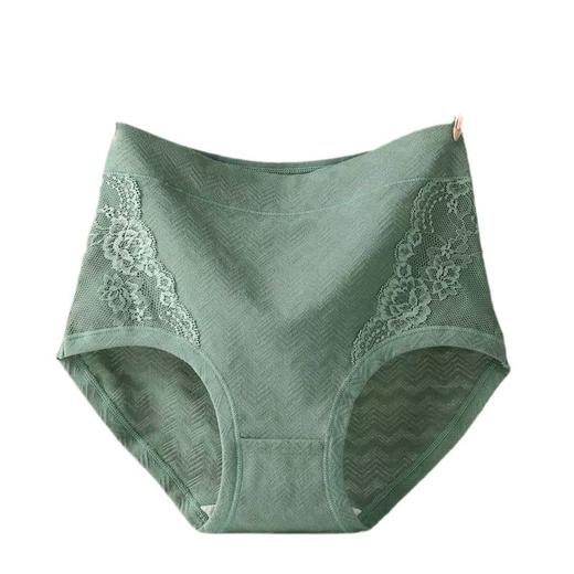 雀说 【4条】高腰蕾丝花边棉质内裤女舒适大码透气全棉裆三角裤43 商品图4
