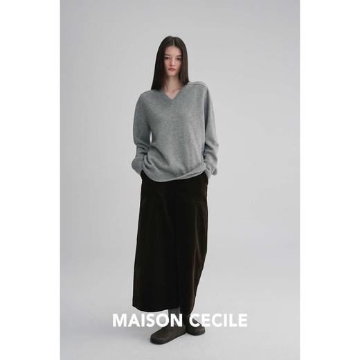 MAISON CECILE 美国匹马棉铜氨纤维复古高密灯芯绒休闲阔腿八分裤 商品图3