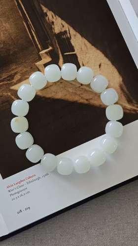 88 静世·和田籽料老型珠手串【嘉石·群播】