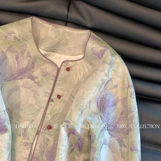 丁摩 新中式晕染提花国风外套春秋装女款新款圆领改良上衣5ZF-4862 商品图1
