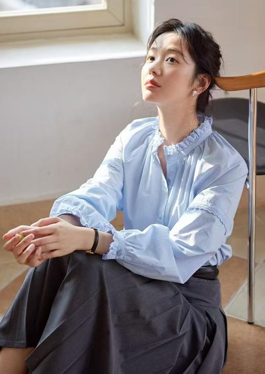 法式立领蕾丝花边长袖小宽松百搭衬衫 商品图11