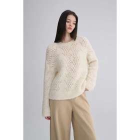 MAISON CECILE羊毛立体针织钩花镂空绒感软糯圆领针织毛衣