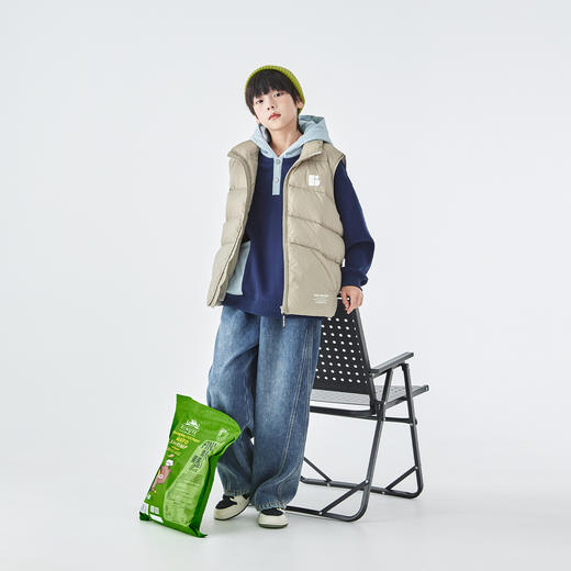 蓝汽水2025年冬季新款亲子中大童立领羽绒服三防面料字母印花马甲 商品图1