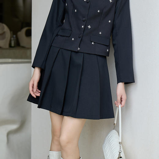 奢姿大码女装2025秋季简约半松紧百搭短裙胖妹妹时尚百褶半身裙 商品图2