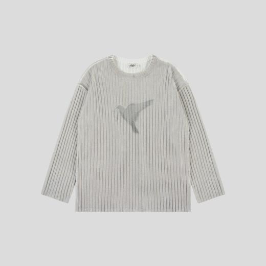 GOODBAI 916 logo白鸽印花做旧渐变圆领套头oversize长袖针织衫 商品图1