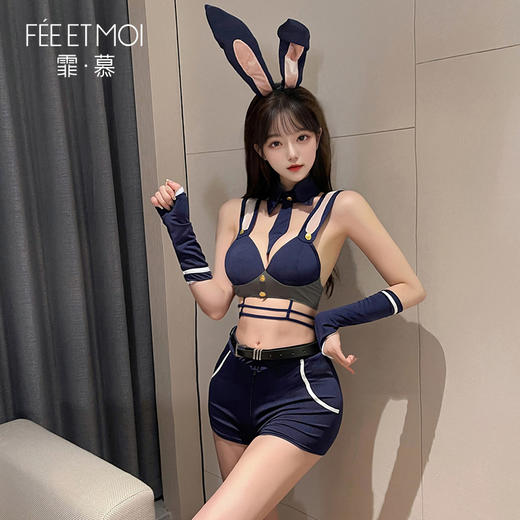 【霏慕】午夜兔女巡查官开裆套装3879情趣内衣性感露沟纯欲制服 商品图9