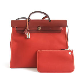 【95新】Hermes爱马仕Herbag红色帆布herbag 39手提单肩包中性款260925HS47