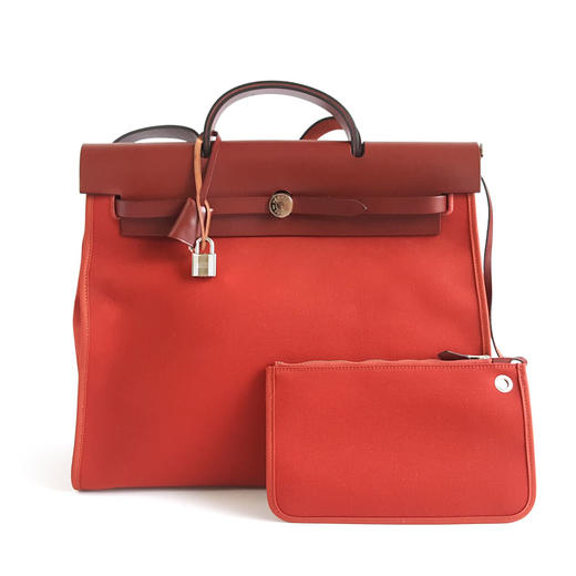 【95新】Hermes爱马仕Herbag红色帆布herbag 39手提单肩包中性款260925HS47 商品图0