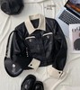 33BAG230396#撞领皮革外套 商品缩略图0