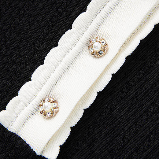 「高货wl」全新升级【铂金会员238/天猫319/差价81】(65614)洛诗琳法式气质绞花针织衫2025秋季撞色娃娃领减龄毛衫女wl65614 商品图3