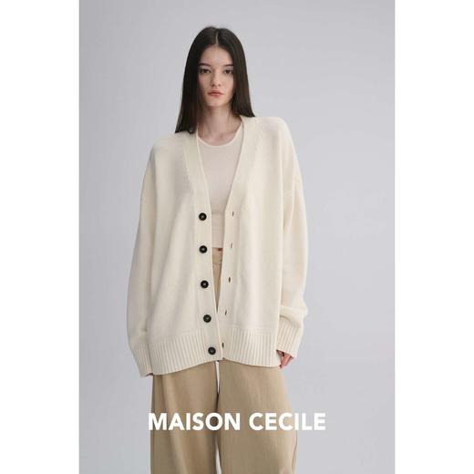 MAISON CECILE 三色|秋冬重磅高克重羊绒羊毛软糯厚实针织大开衫 商品图1