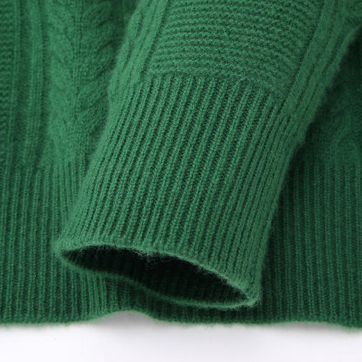 羚荌渼V领少女感绞花加厚羊绒衫 商品图4