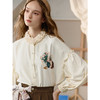 两三事梵高文艺花事裁云2025秋冬新款印花刺绣木耳边领长袖衬衫女 商品缩略图2