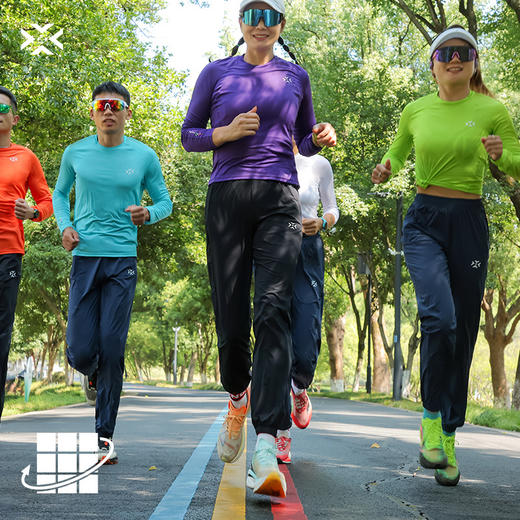 有为者/男女款马拉松运动跑步长袖 呼吸方格交叠领训练速干衣服 商品图1