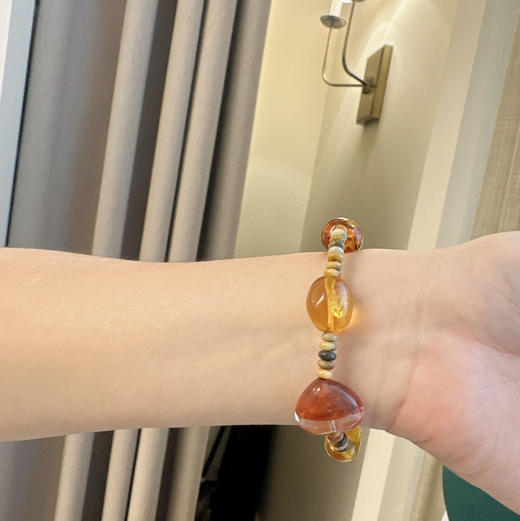 治愈系 日落 晨曦 和快乐的你 手串 爱心玛瑙 多色小玛瑙 琥珀 纯银 碧玉 满格的色彩 商品图9