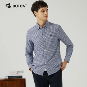 波顿男士春秋冬 衬衫 磨毛格纹修身 柔适英伦风休闲长袖款MS710323