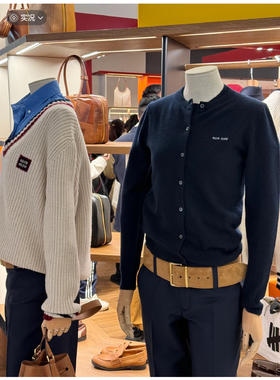 女款M1U M1U 100羊毛纯色字母徽标长袖针织衫MY137