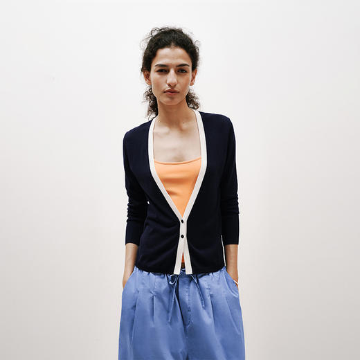 NUTH 薄款撞色修身长袖外搭空调开衫 商品图3