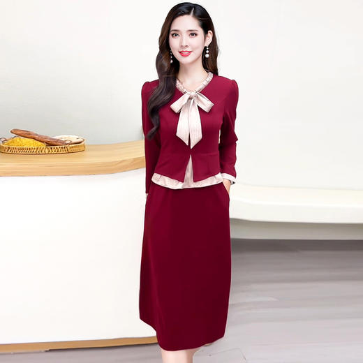 QYMYJ-25B271-Y 2025年秋季新款洋气时尚设计感长袖假两件中长款连衣裙 商品图0