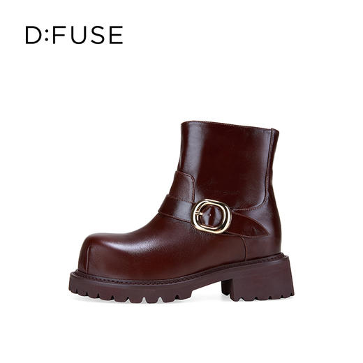 Dfuse迪芙斯2025冬季新款增高厚底短靴俏皮大圆头轻便骑士靴DFD4116060 商品图6