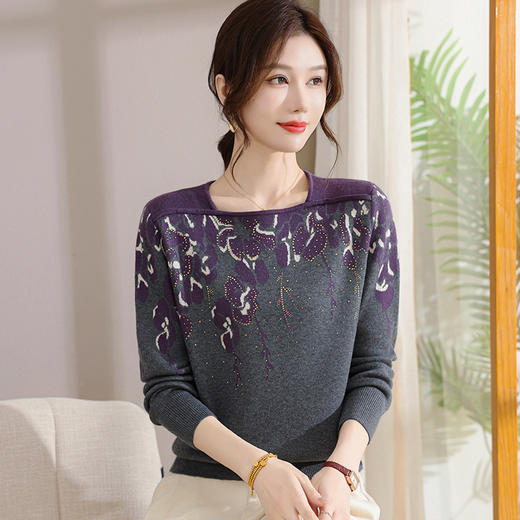 妈妈秋装气质长袖针织小衫宽松上衣中老年女装洋气百搭毛衣打底衫 商品图1