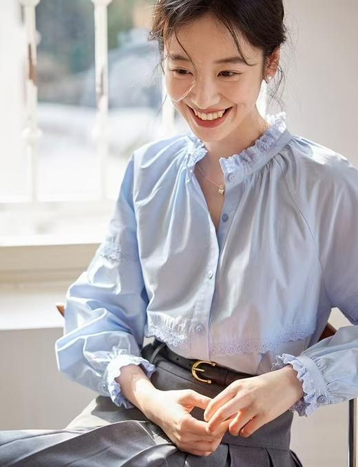 法式立领蕾丝花边长袖小宽松百搭衬衫 商品图14
