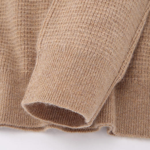 羚荌渼华夫格纯色加厚百搭连帽羊绒衫女 商品图4