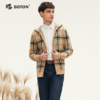波顿秋冬季卡其蓝格子毛衣卫衣男士连帽高端针织休闲上衣 商品缩略图4