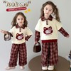 Laffey & Monkey儿童春秋款卫衣套装 女童可爱格子套装 宝宝假两件Polo长袖阔腿裤80-150 商品缩略图0
