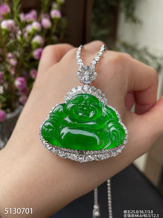 老坑玻璃种艳绿佛公吊坠【5130701】具体价格微信咨询 商品图3