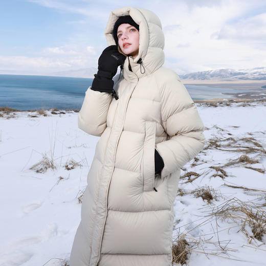 【90白鹅绒】三彩2025冬季新款防水易打理羽绒服连帽长款M 商品图3