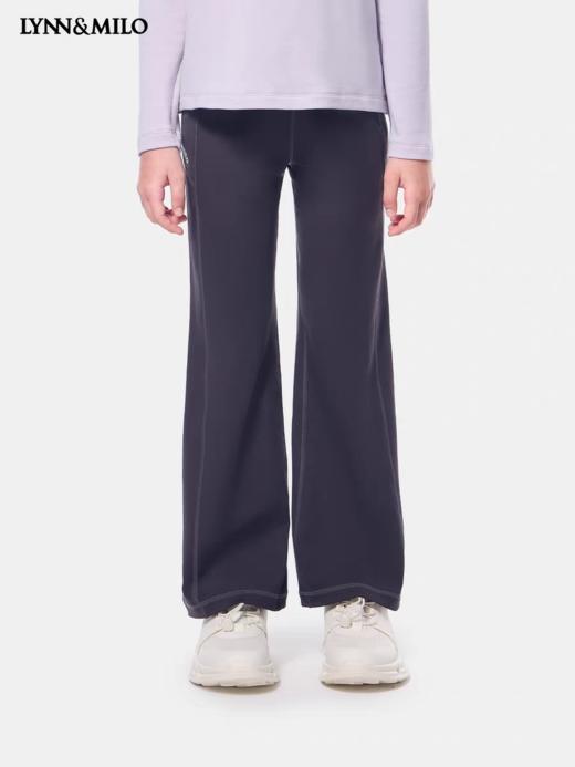 【春上新】8楼LYNN&MILO琳麦罗  深灰磨毛弹力双侧缝喇叭长裤 商品图0