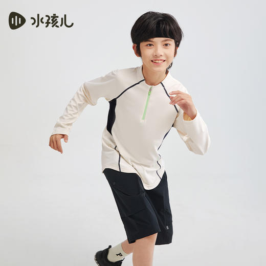 水孩儿童装24秋冬新款儿童弹力打底衫男童时尚保暖舒适上衣女童拼色卫衣 商品图2
