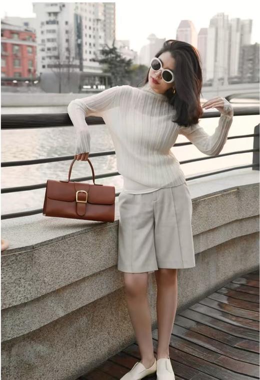 The row极细纯羊绒竖坑条针织衫打底衫 商品图11