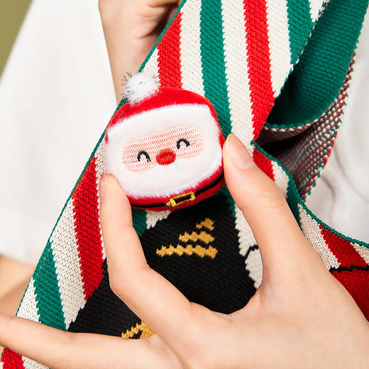 大英博物馆 巴斯特系列 圣诞萌猫针织手拎包 绿色/红色 商品图6