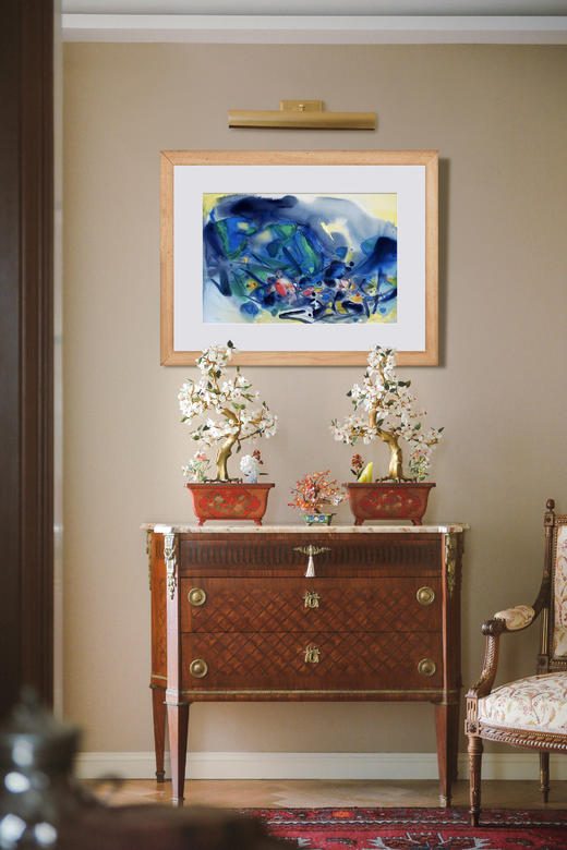 独角鹿西洋古董20世纪后期法国巴黎Frédéric Possot出版艺术大师朱德群亲签限量彩色石版画「构图五（Composition V）」 商品图0