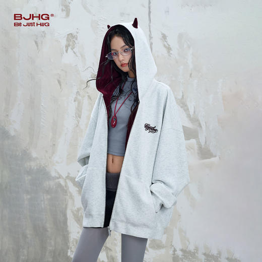 BJHG不计后果小恶魔连帽卫衣外套男款秋季2025新款趣味情侣卫衣女 商品图1