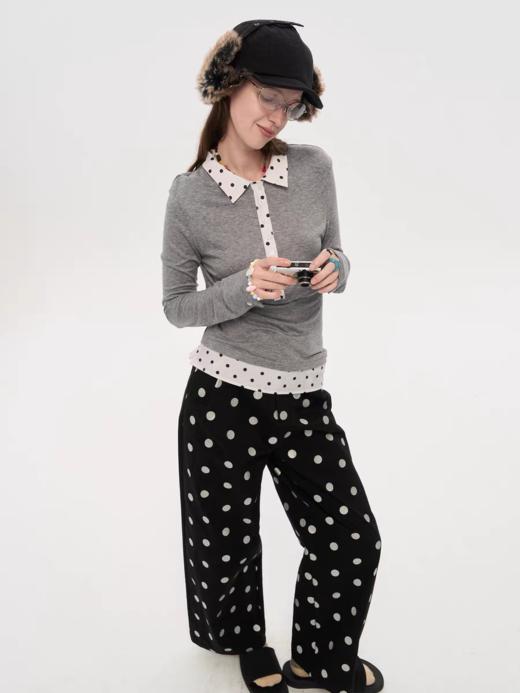 local tag/lt25awk10/波点拼接翻领上衣 商品图4