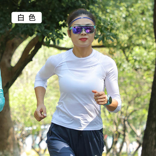 有为者/男女款马拉松运动跑步长袖 呼吸方格交叠领训练速干衣服 商品图8