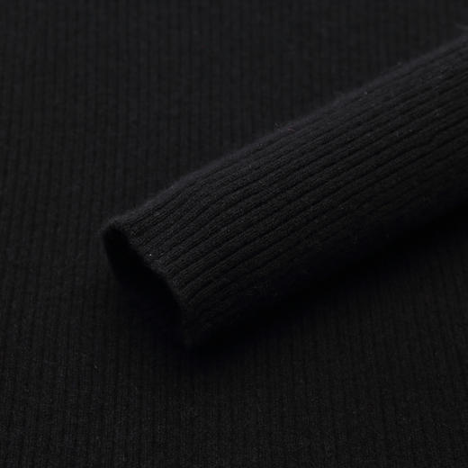 羚荌渼U领气质显瘦抽条加厚黑色羊绒衫女 商品图3