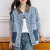 雀说休闲简约翻领拼接牛仔外套新款气质减龄上衣AL5019 商品缩略图0