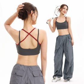 【限时秒】YOGACODE【火树银花系列】撞色双肩带运动内衣女固定杯性感吊带运动背心DWC125622