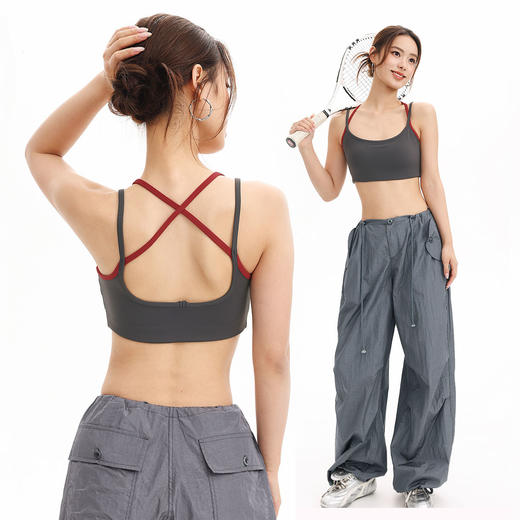 【限时秒】YOGACODE【火树银花系列】撞色双肩带运动内衣女固定杯性感吊带运动背心DWC125622 商品图0