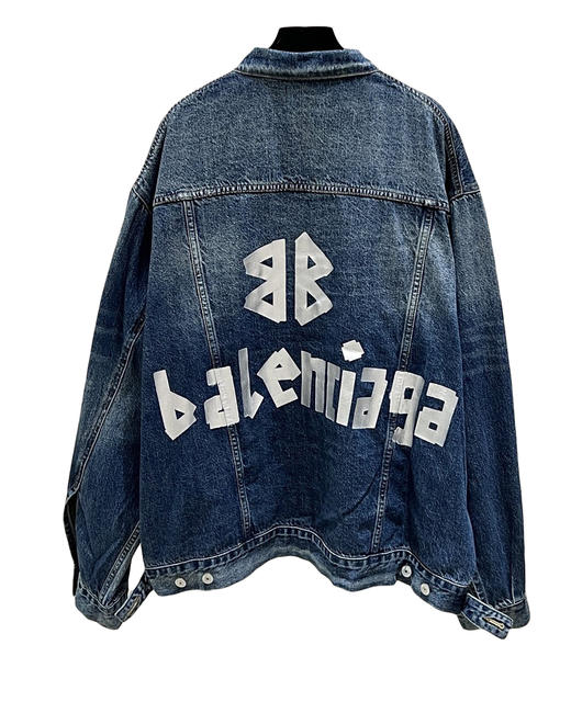 中性款闪粉胶带印花牛仔外套B00 商品图1