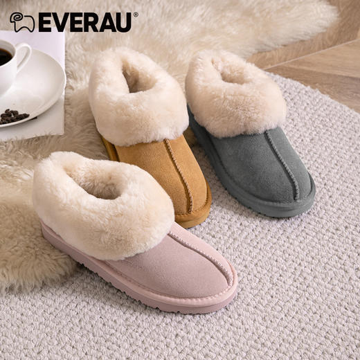 EVERAU秋冬轻软面包棉鞋居家或外出均可穿着休闲轻松 自在随性翻毛绒面男女同款便鞋EA2025 商品图7