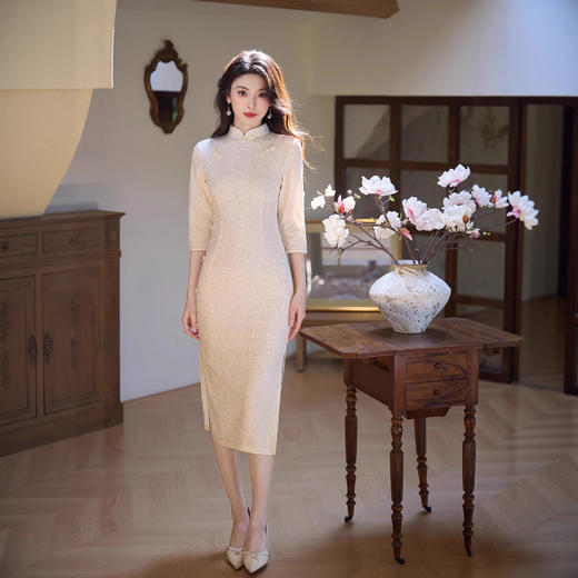 MYJ 224新中式改良日常高级感蕾丝素雅旗袍 商品图2